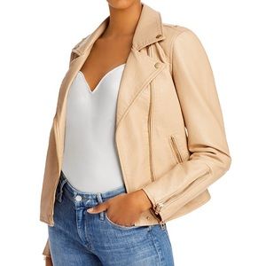 Blank NYC Tan Vegan Leather Moto Jacket | Size Small